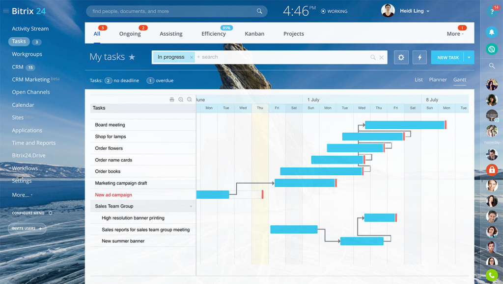 Figure 4 Bitrix24 remote project management service